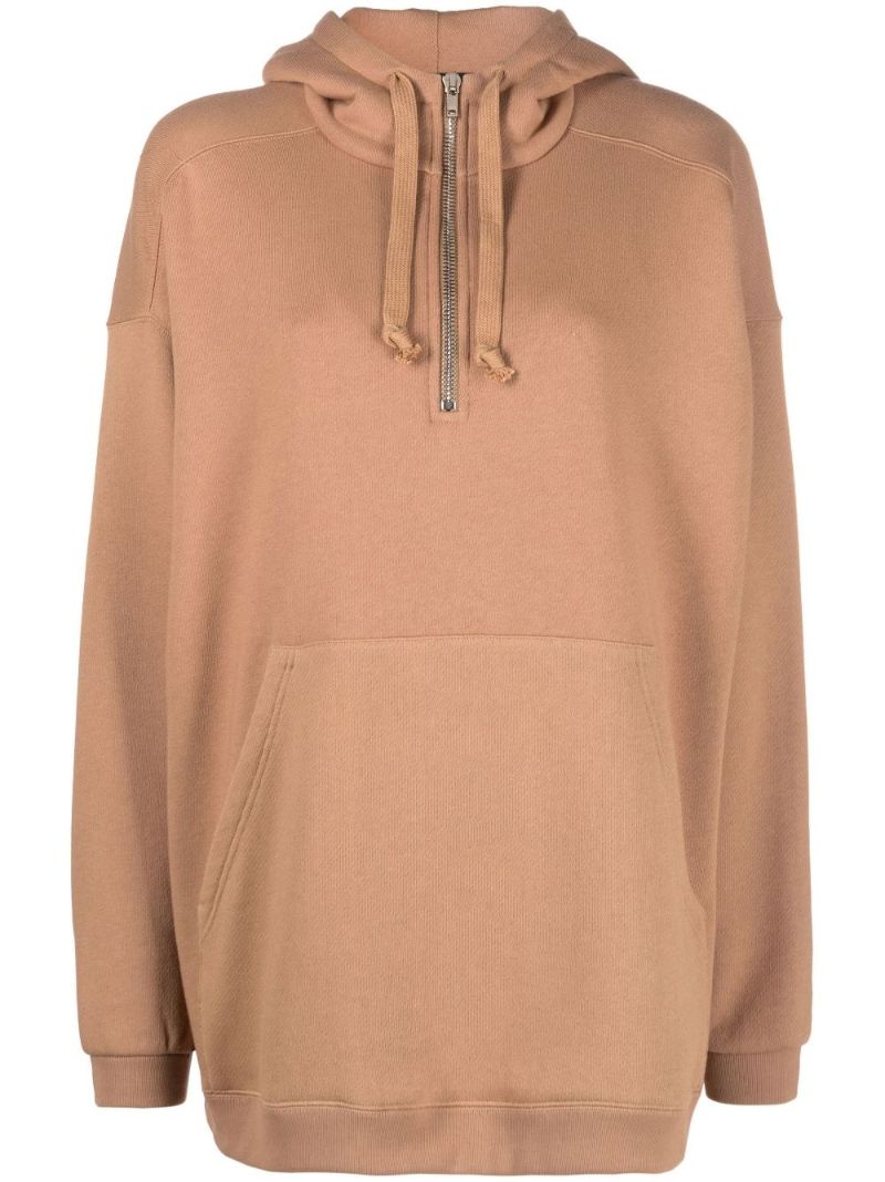 Brown Zip-up Cotton Hoodie