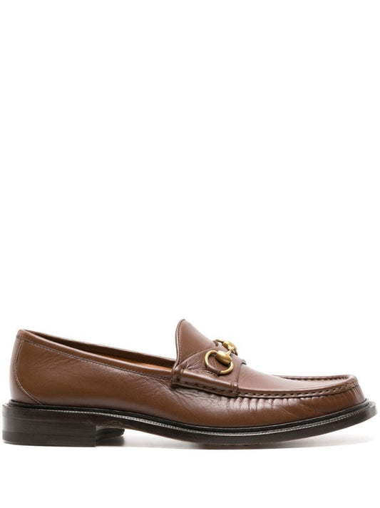 Brown Horsebit Leather Loafers