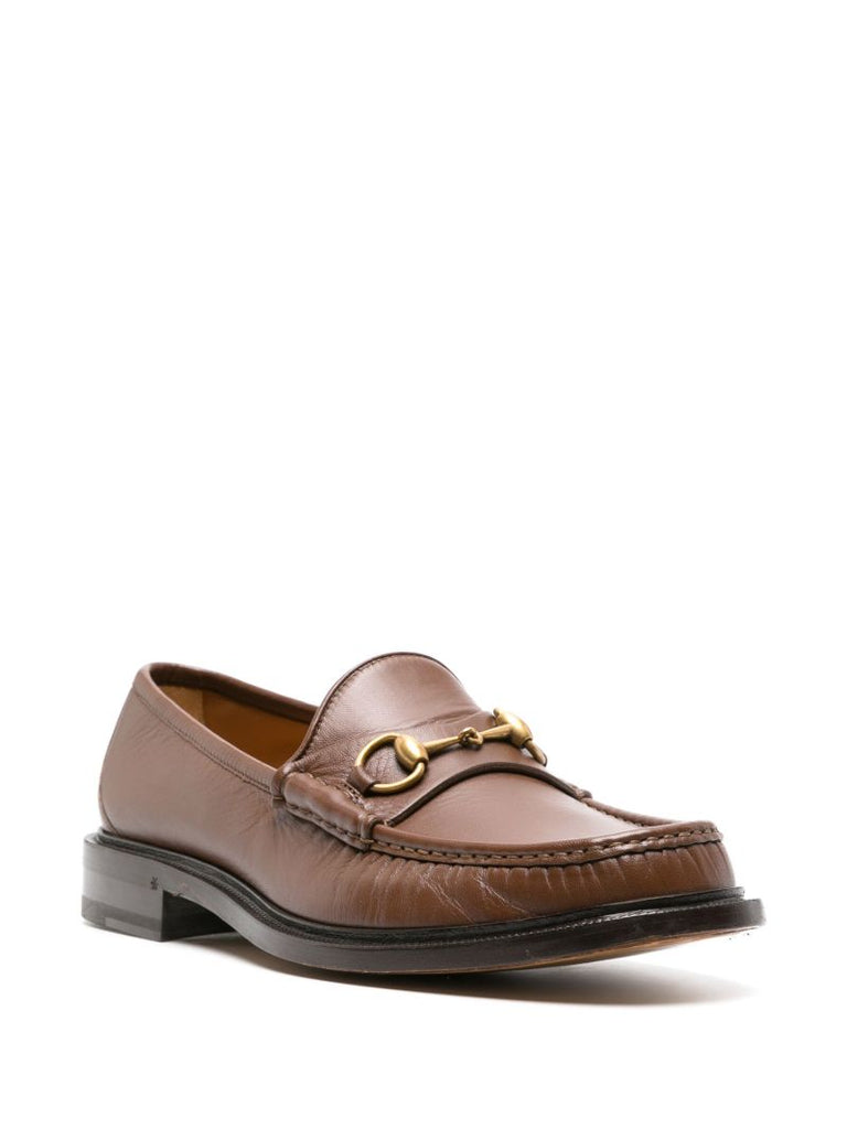 Brown Horsebit Leather Loafers