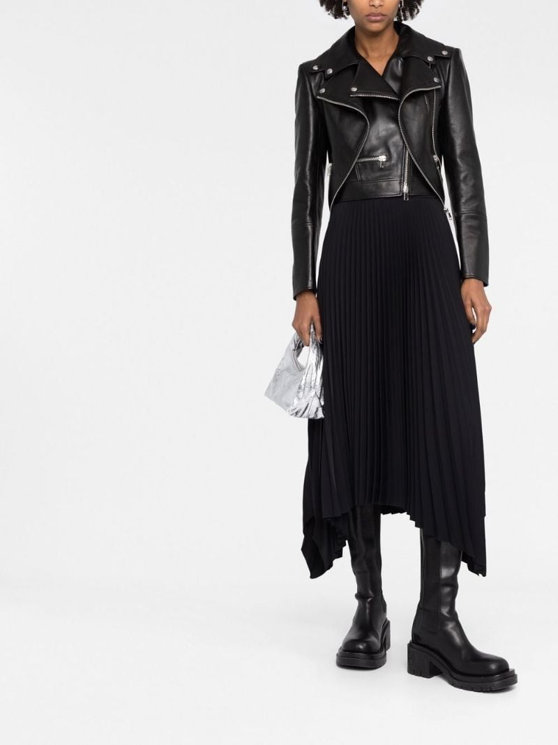 Black Asymmetrical Leather Biker Jacket