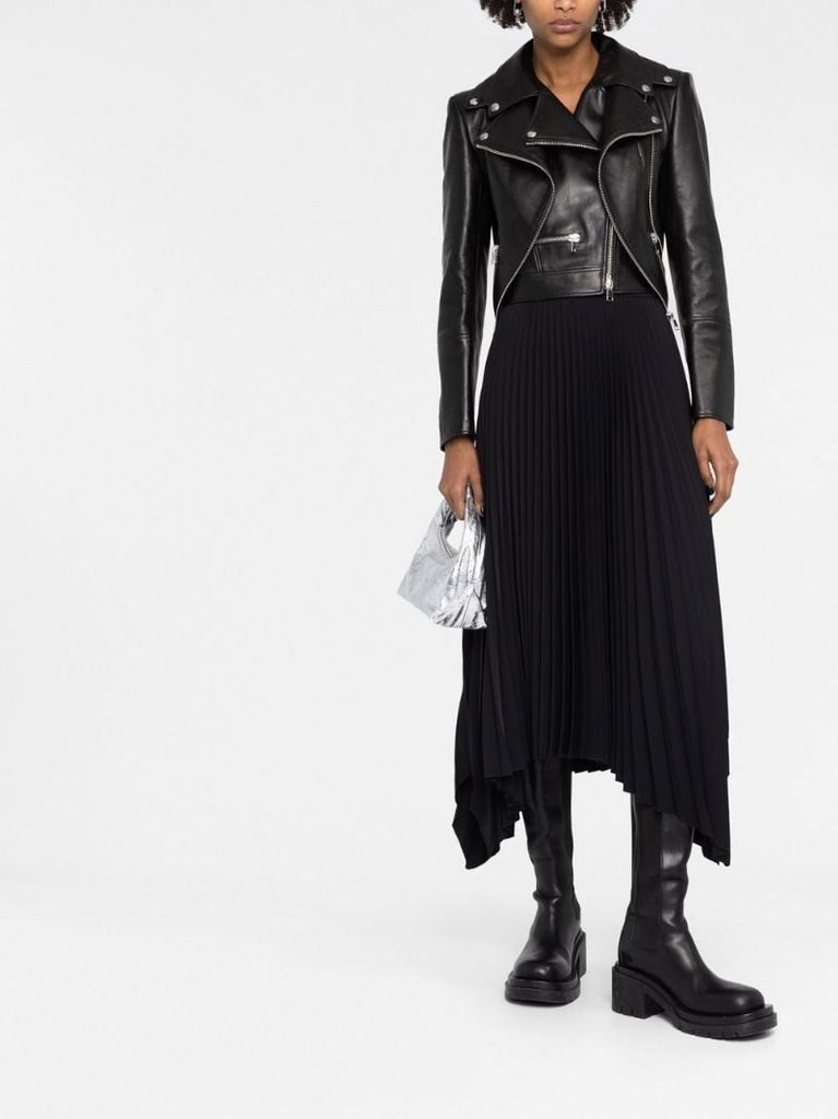 Black Asymmetrical Leather Biker Jacket