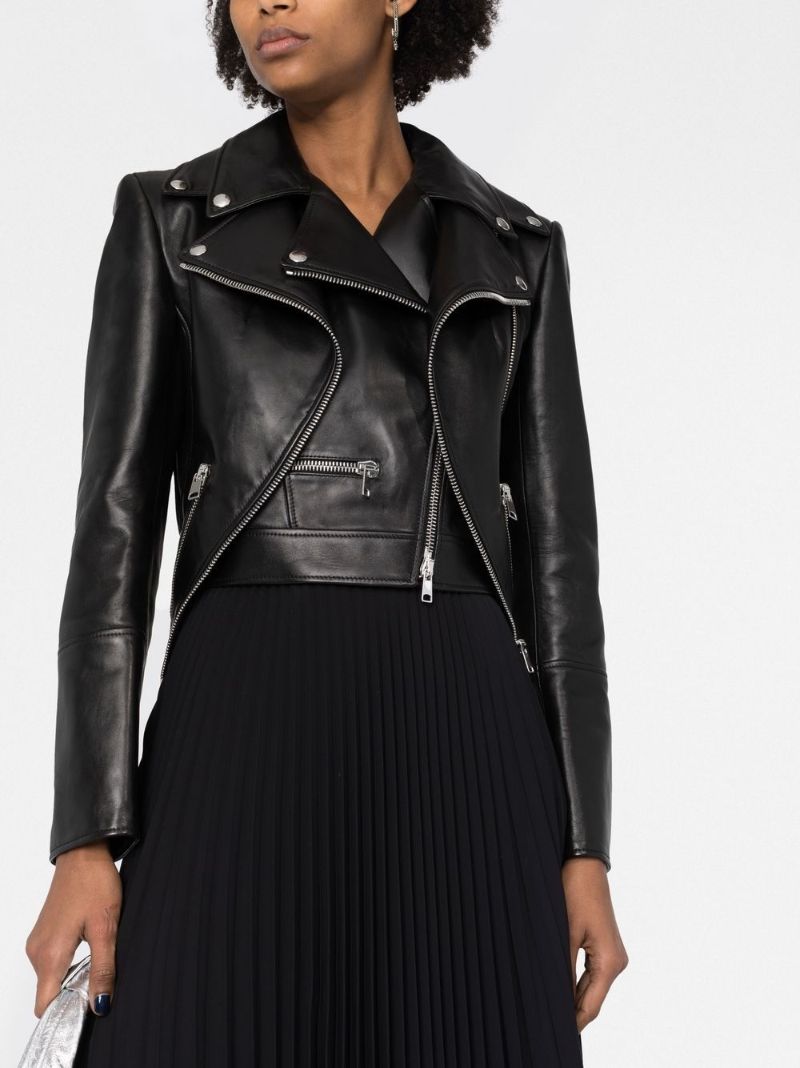 Black Asymmetrical Leather Biker Jacket