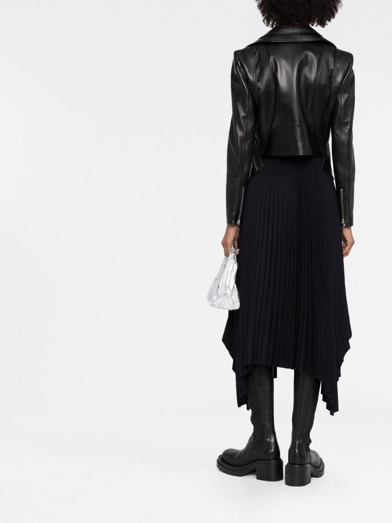 Black Asymmetrical Leather Biker Jacket
