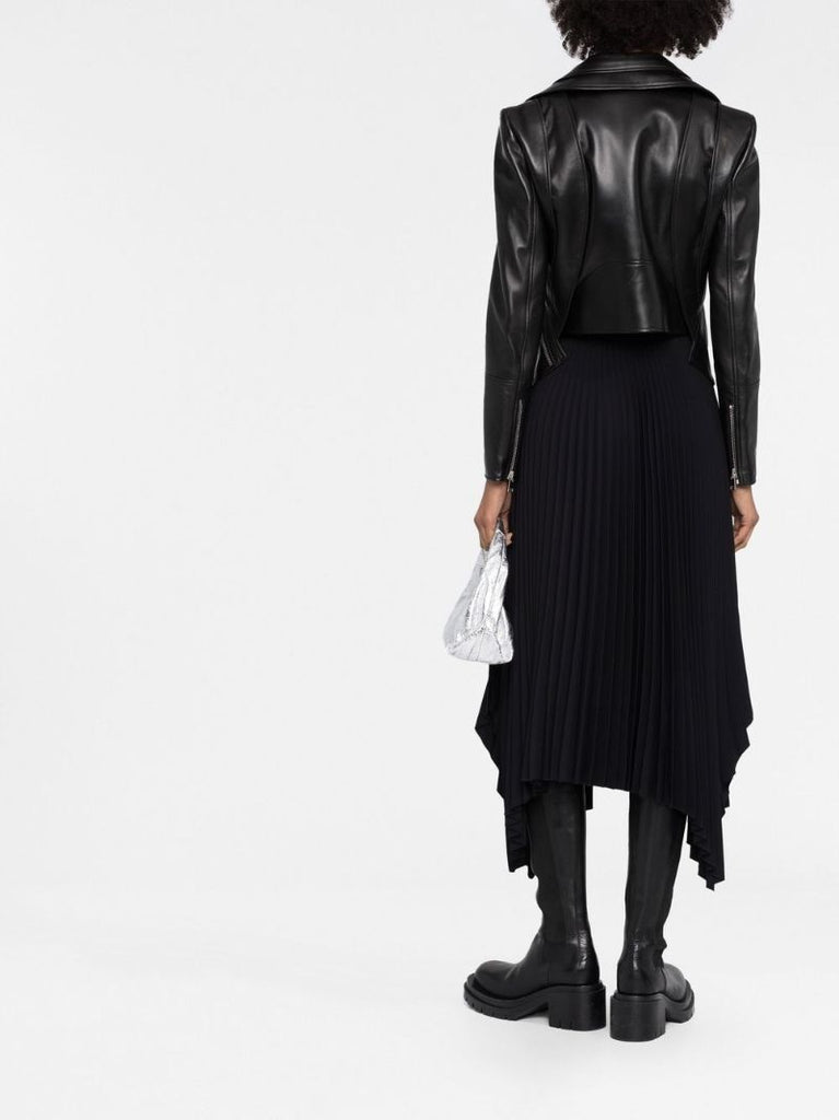 Black Asymmetrical Leather Biker Jacket