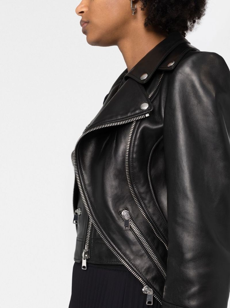 Black Asymmetrical Leather Biker Jacket