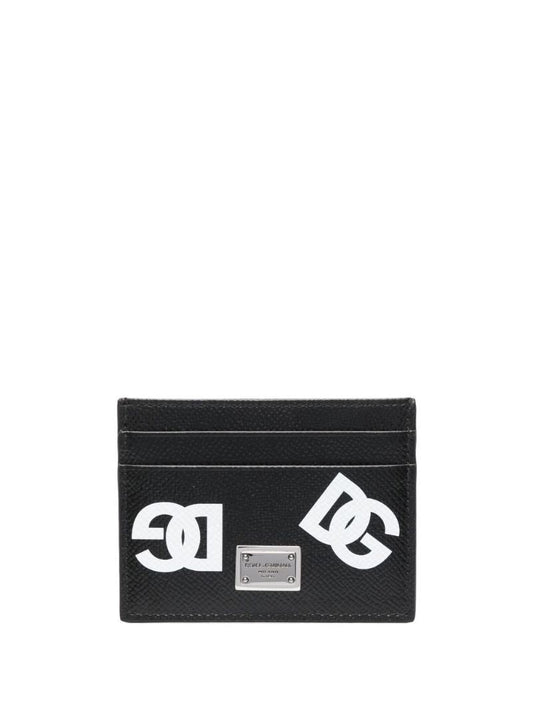 Black Logo Print Leather Cardholder
