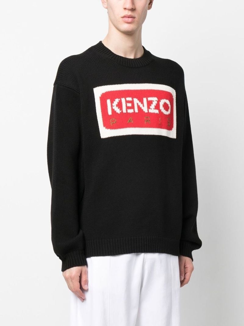 Black Intarsia-knit Logo Jumper