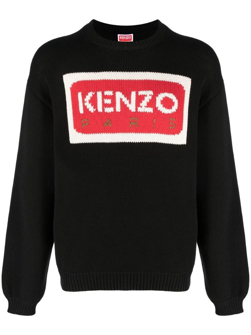 Black Intarsia-knit Logo Jumper