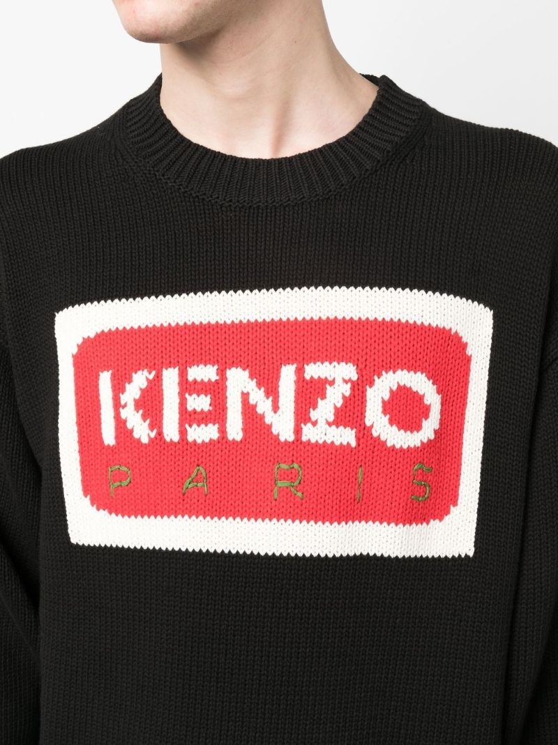 Black Intarsia-knit Logo Jumper
