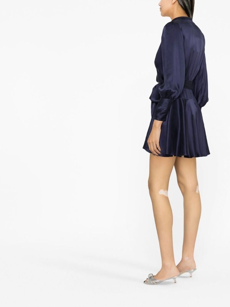 Blue Silk Wrap Mini Dress