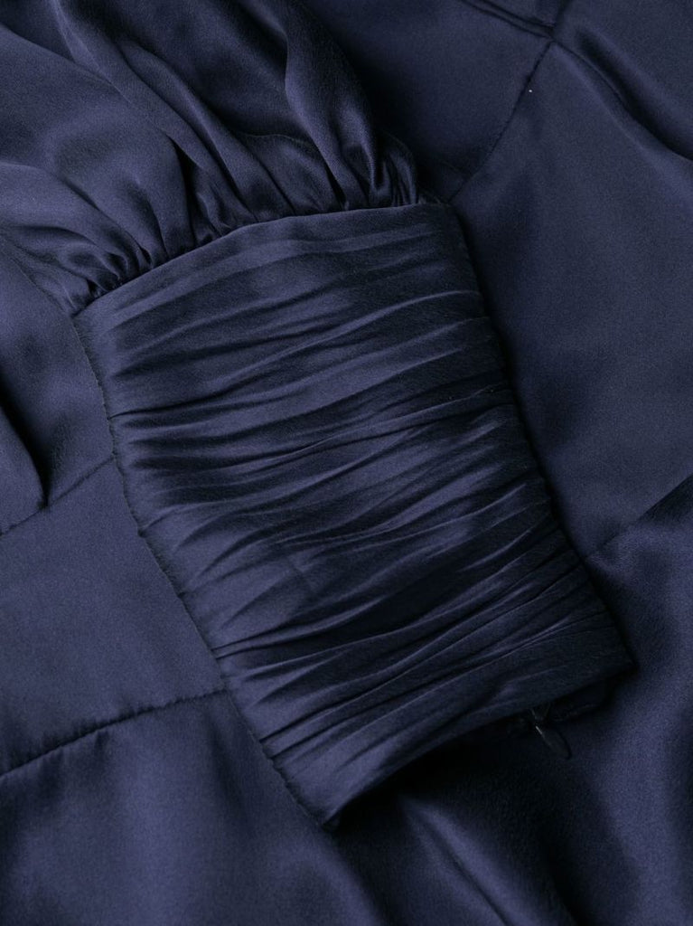Blue Silk Wrap Mini Dress