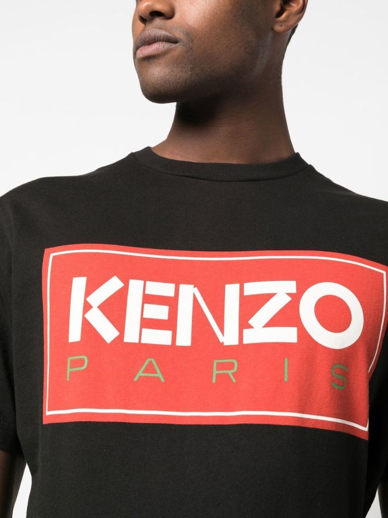 Black Cotton Logo Print T-shirt