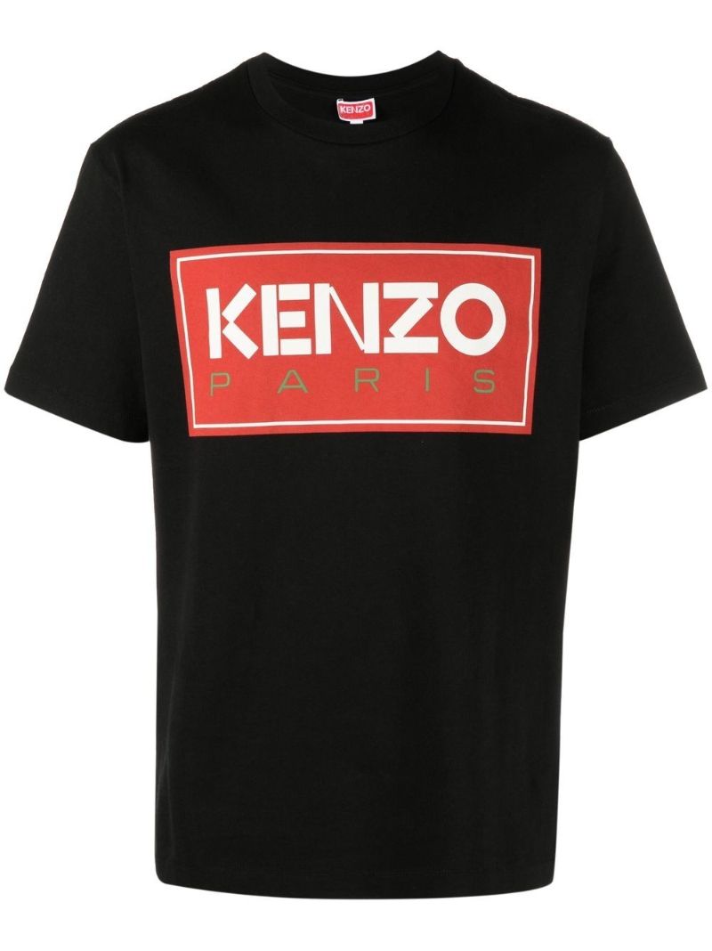 Black Cotton Logo Print T-shirt