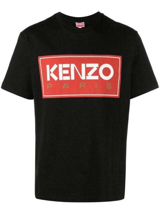 Black Cotton Logo Print T-shirt