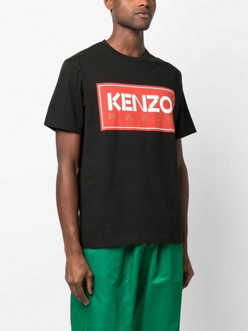 Black Cotton Logo Print T-shirt
