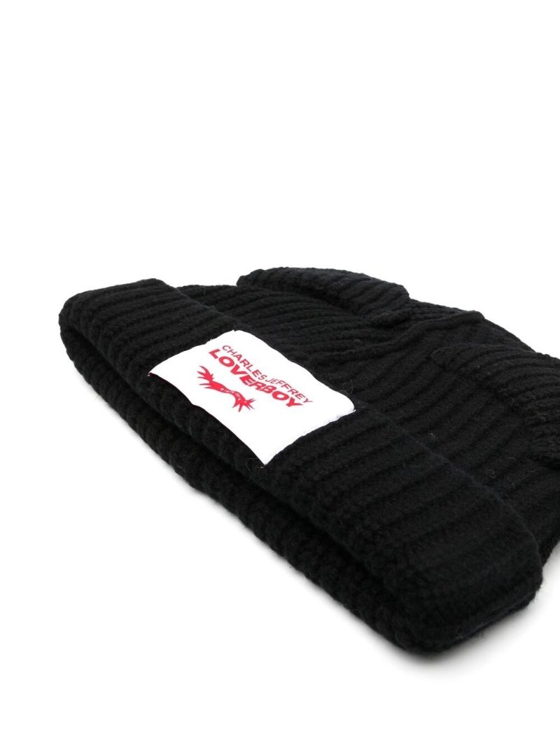 Black Wool Cat Ear Beanie Hat
