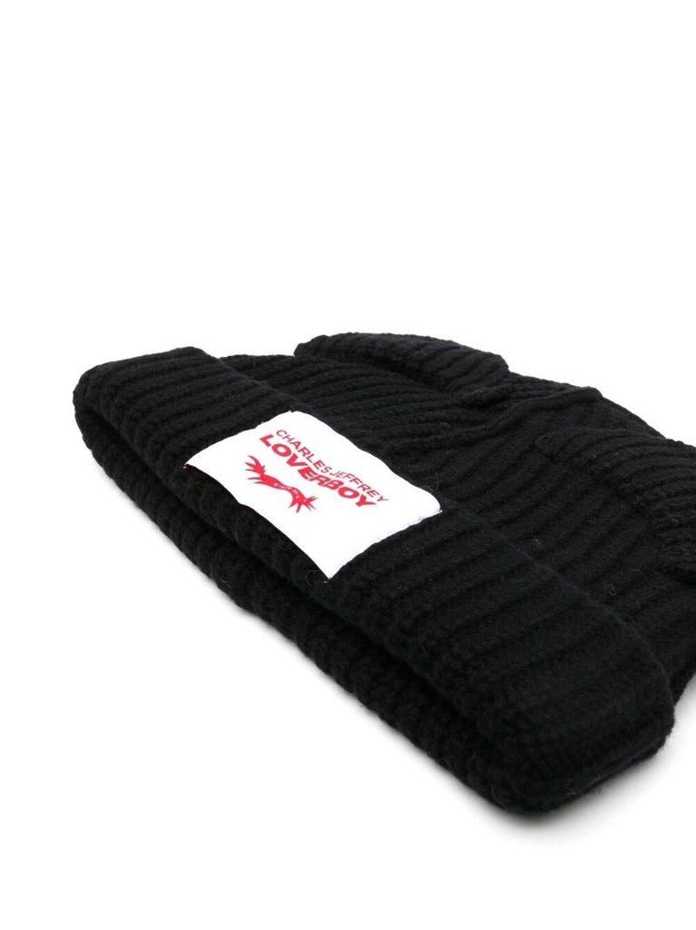 Black Wool Cat Ear Beanie Hat