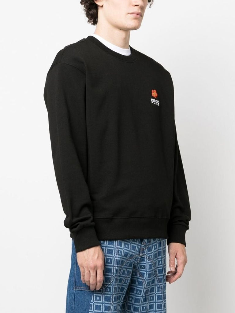 Black Cotton Boke Flower Sweatshirt