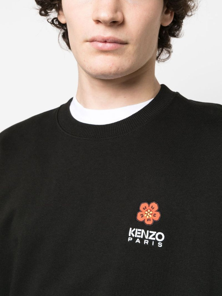 Black Cotton Boke Flower Sweatshirt