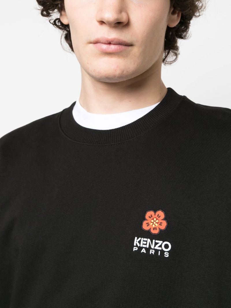 Black Cotton Boke Flower Sweatshirt