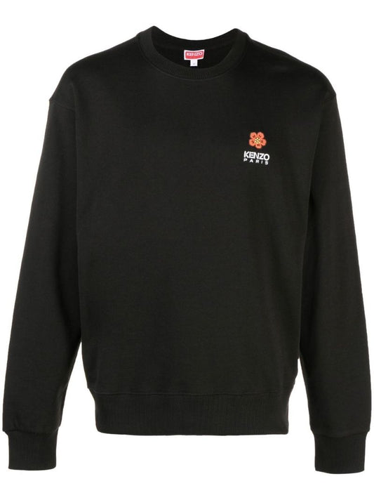 Black Cotton Boke Flower Sweatshirt