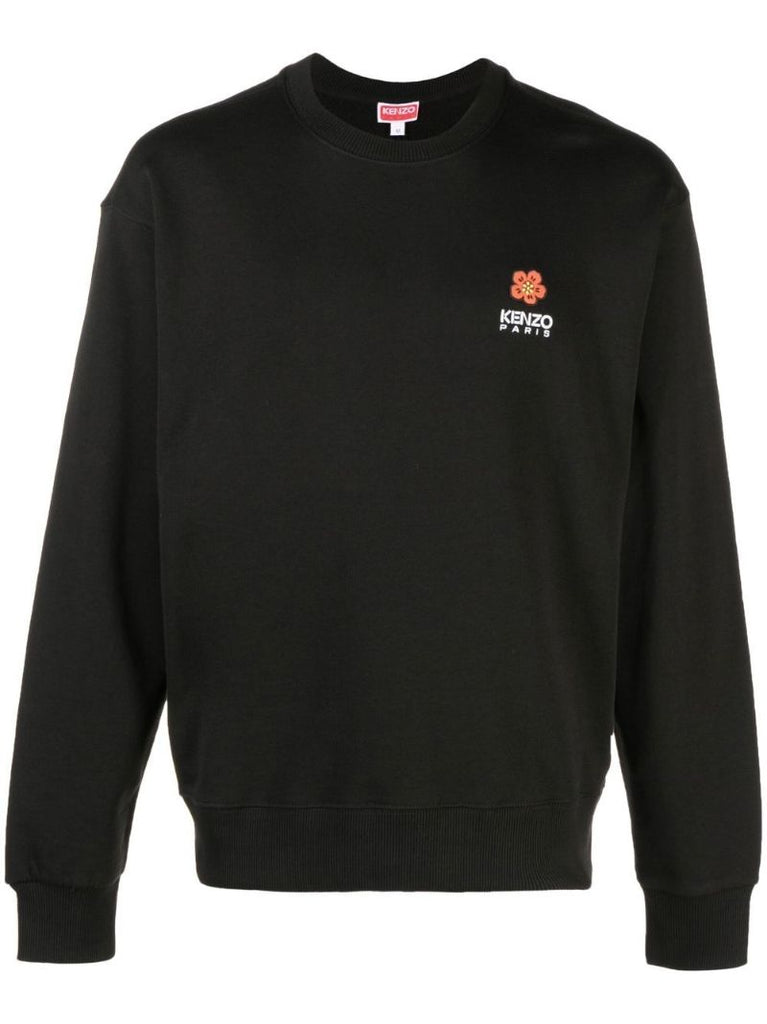 Black Cotton Boke Flower Sweatshirt
