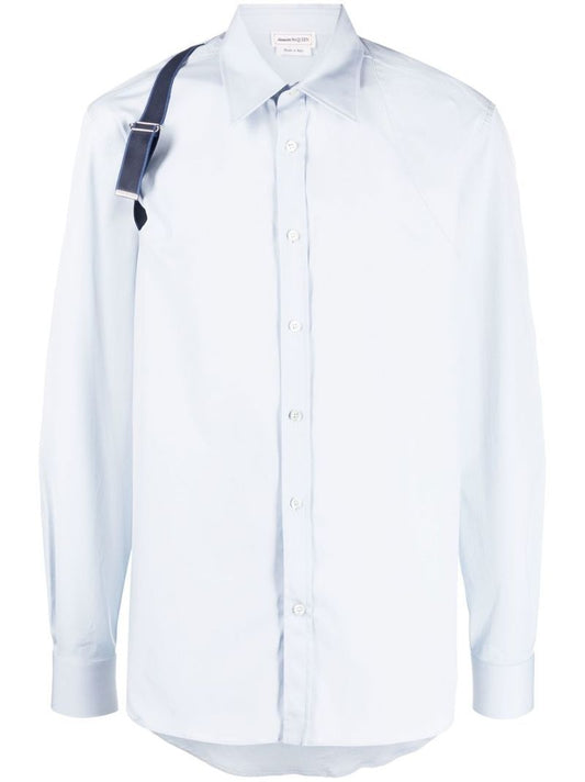 Cloud Blue Cotton Buckle Detail Shirt
