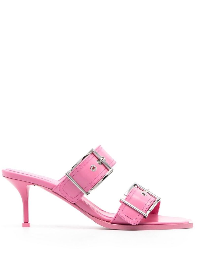 Pink Double Buckle 72 Leather Sandals
