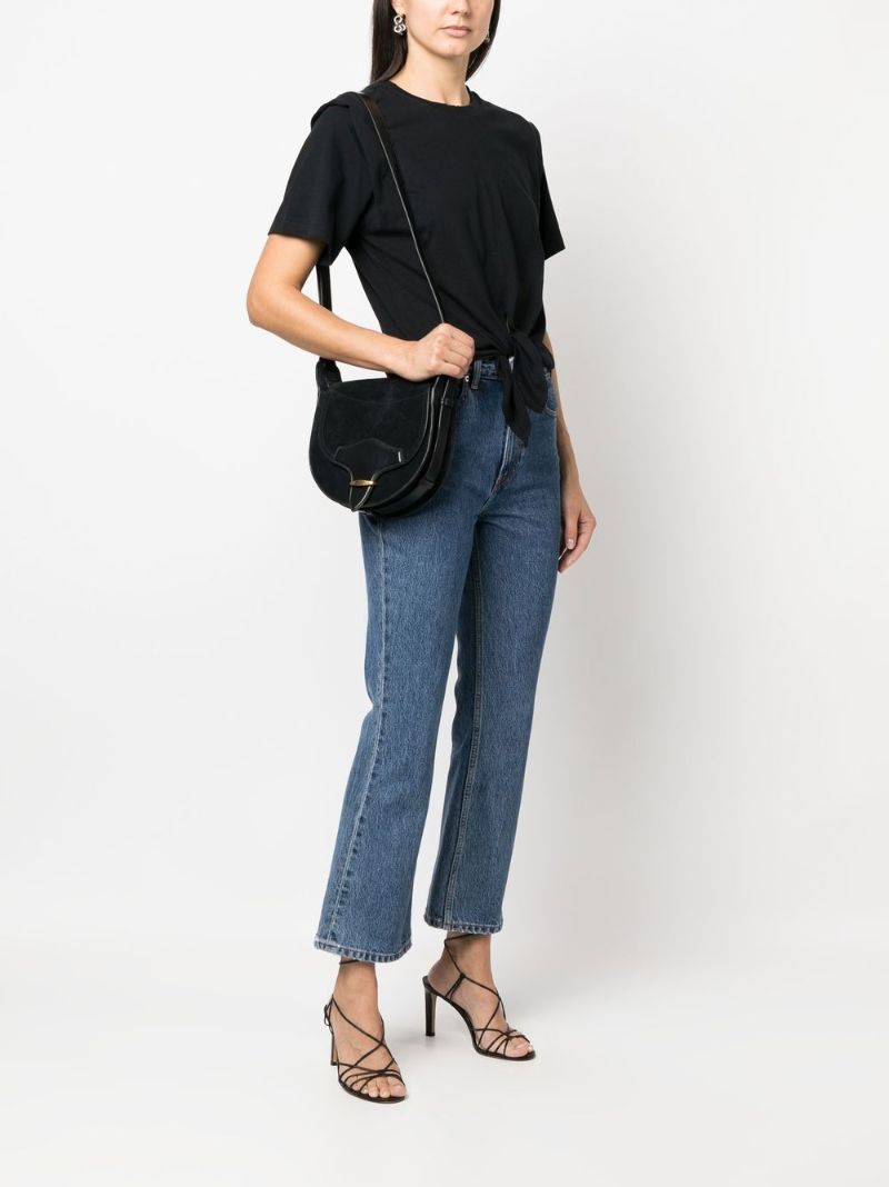 Black Suede Satchel Bag