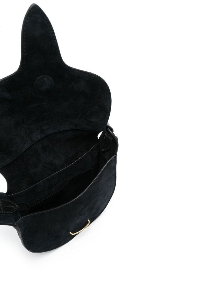 Black Suede Satchel Bag