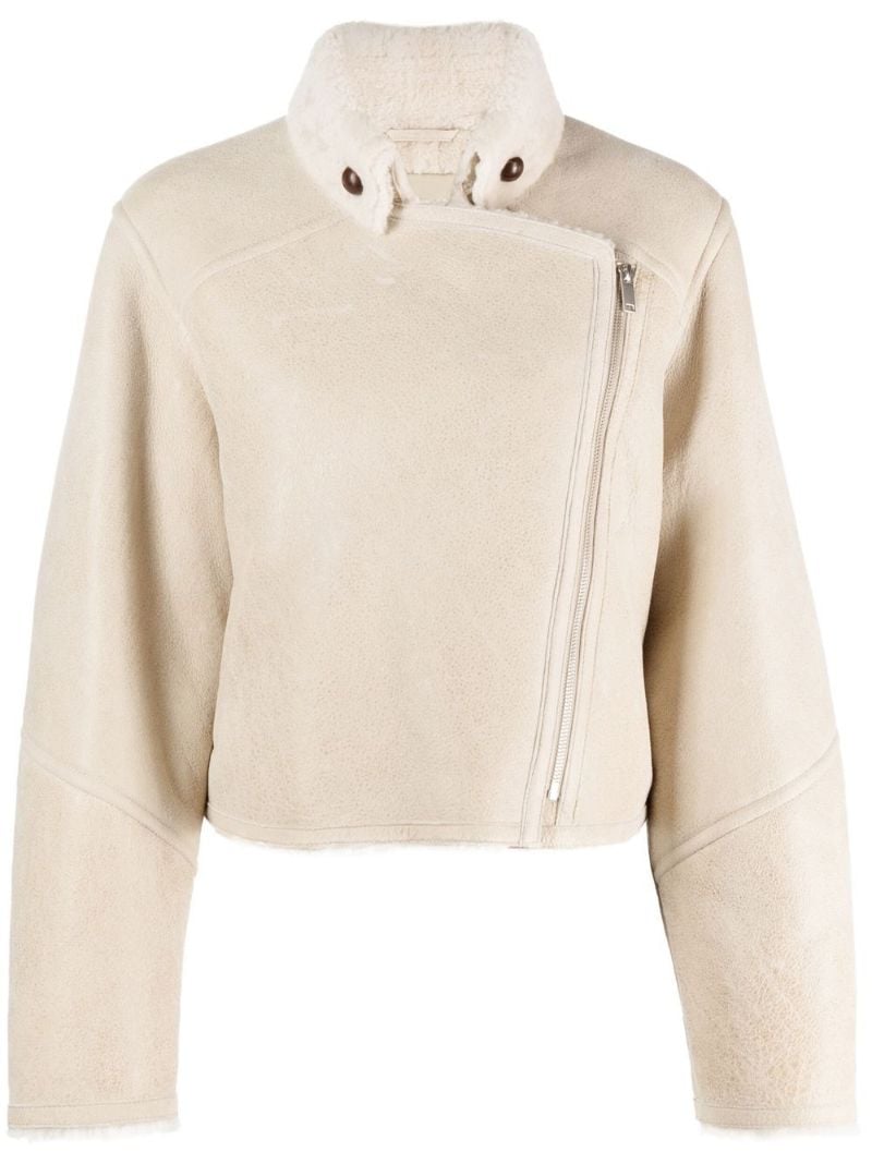Neutral Leather Biker Jacket