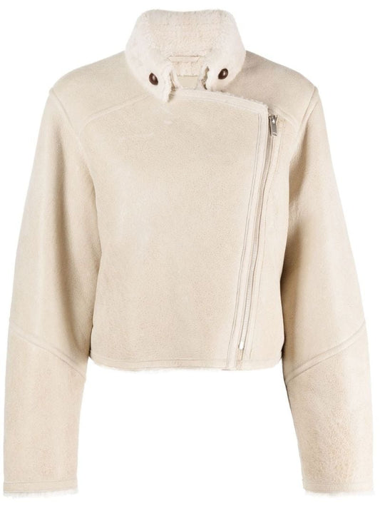 Neutral Leather Biker Jacket