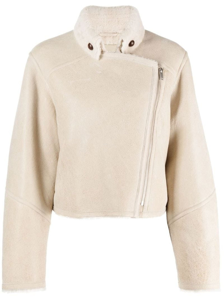 Neutral Leather Biker Jacket
