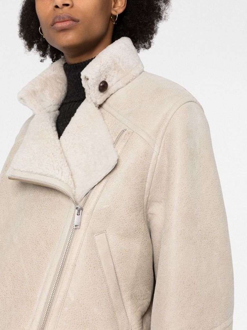 Neutral Leather Biker Jacket
