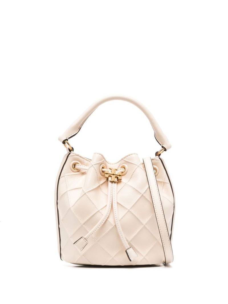 Neutral Diamond Leather Bucket Bag