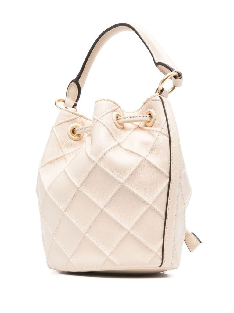 Neutral Diamond Leather Bucket Bag