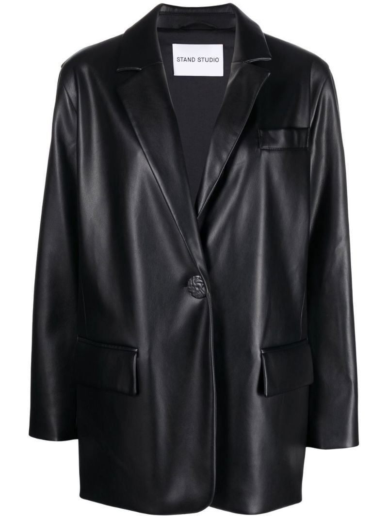 Black Jumbo Faux-leather Blazer