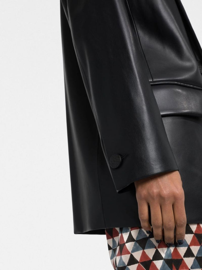 Black Jumbo Faux-leather Blazer
