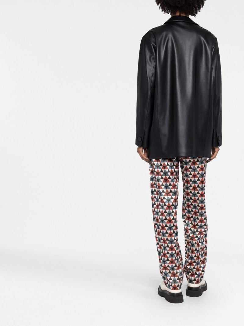 Black Jumbo Faux-leather Blazer