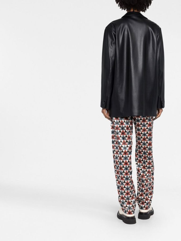 Black Jumbo Faux-leather Blazer