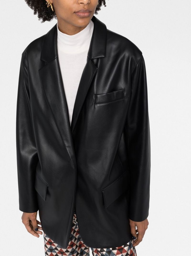 Black Jumbo Faux-leather Blazer