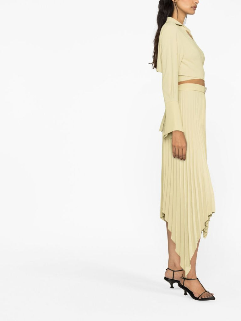 Green Cropped Wrap Top