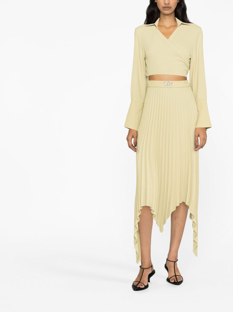 Green Cropped Wrap Top