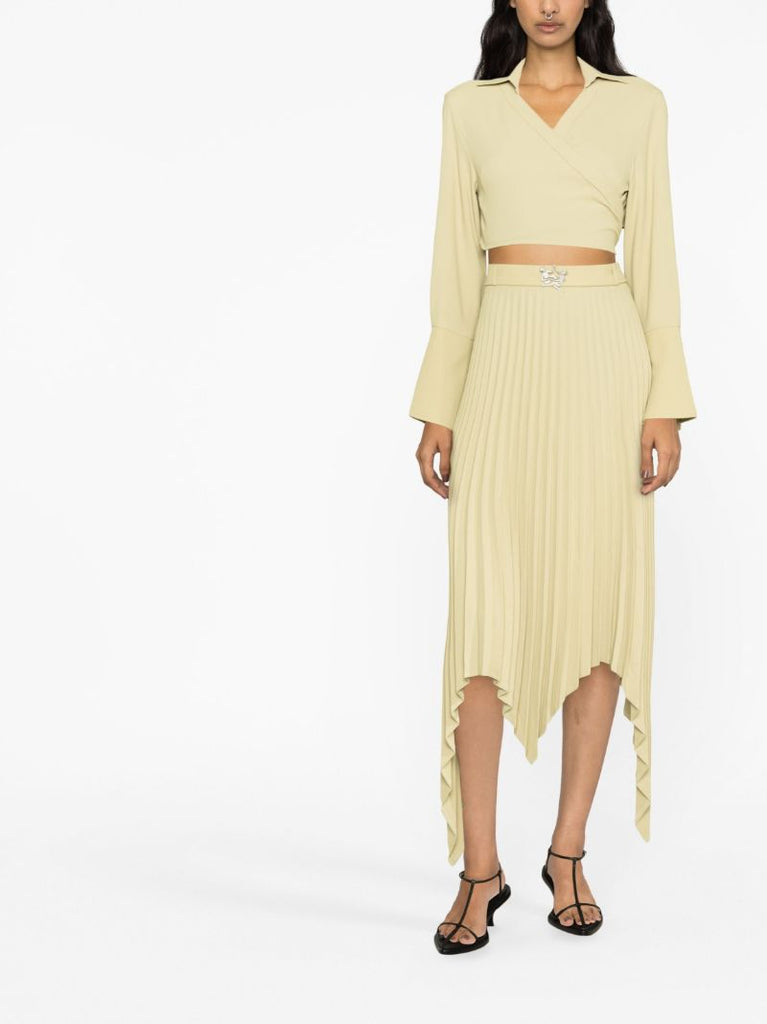 Green Cropped Wrap Top