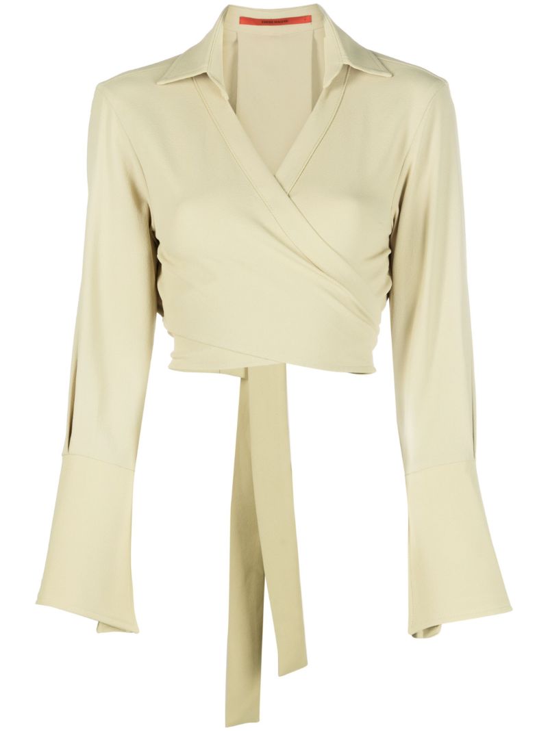 Green Cropped Wrap Top