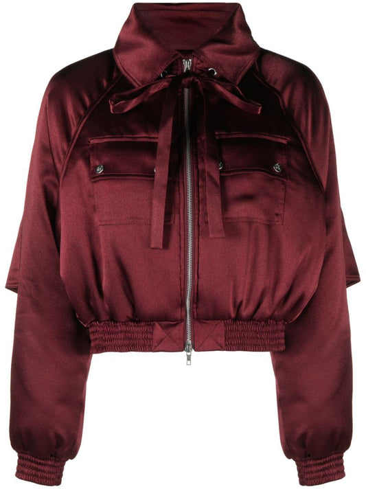 Red Draped Bomber Jacket