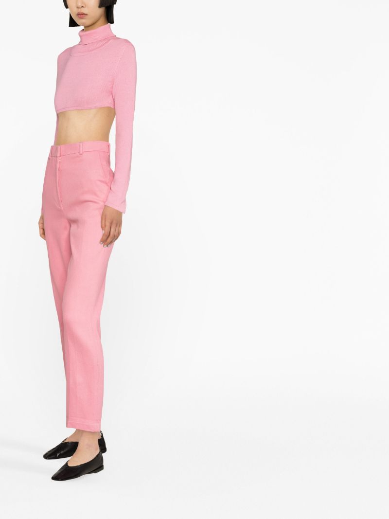 Pink Cropped Roll-neck Sweater