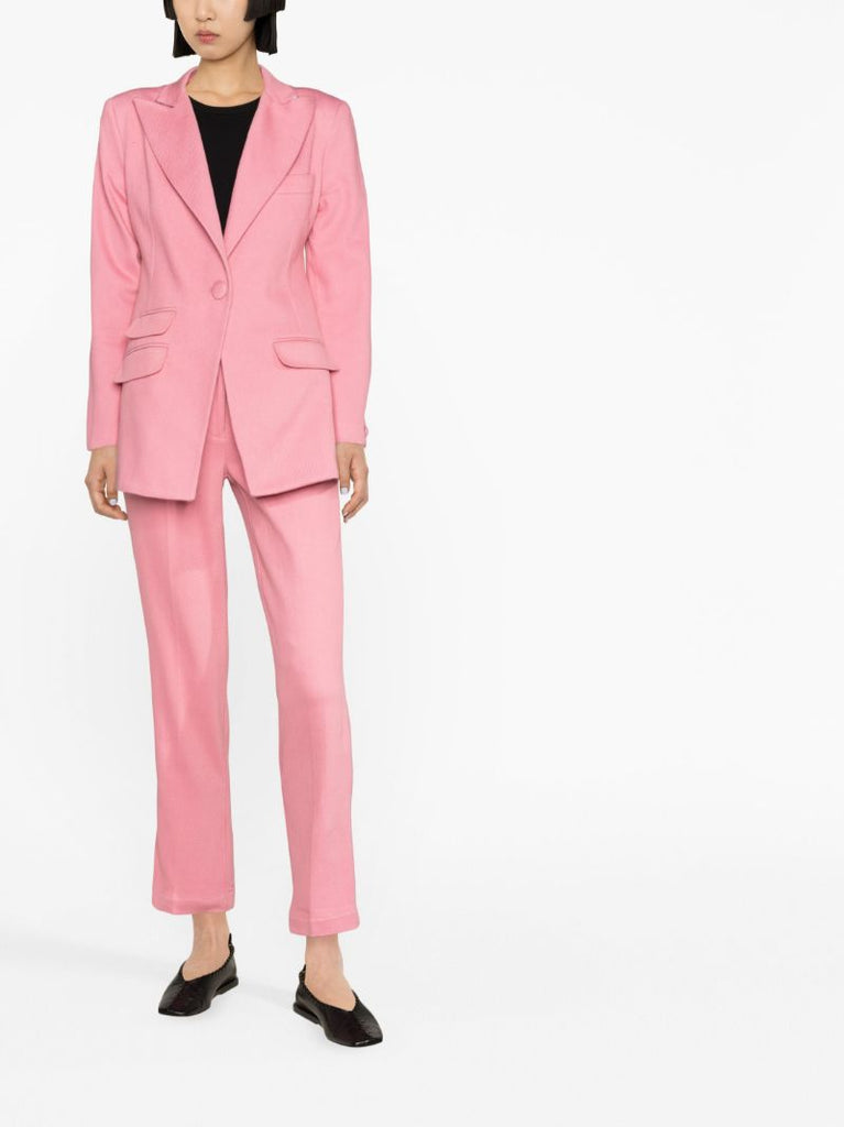 Pink Single-breasted Open Back Blazer