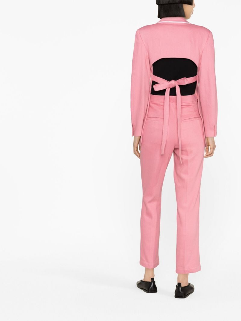 Pink Single-breasted Open Back Blazer