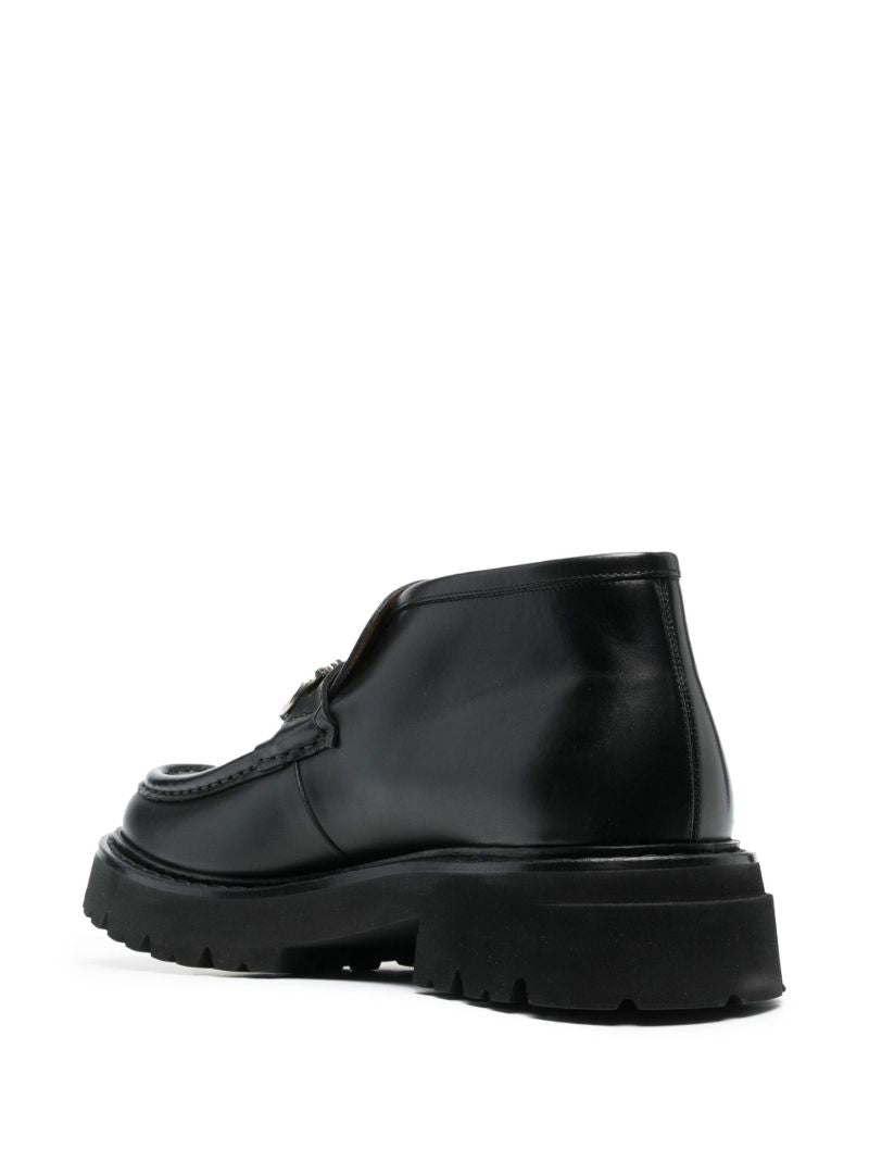 Black Wallabee Leather Ankle Boots